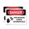 Signmission This Machine Starts Automatically Danger Sign, Plastic, 10in W x 7in L, 2PK OS-2PACK-DS-P-710-L-1590 - alternate 1